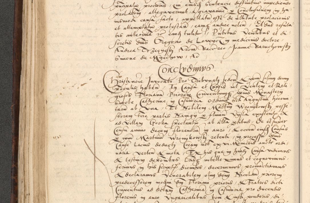 Zdjęcie nr 258 dla obiektu archiwalnego: INRI. Acta actorum, obligacionum et sentenciarum tam interlocutoriarum quam diffinitivarum coram reverendo patre ac egregio viro domino Jacobo Erciss[o]wski decretorum doctorem, canonico et officiali generali Cracoviensi ad annum Domini 1528, indicionem primam, pontificatus sanctissimi in Christo patris et domini domini Clementis divina probidendcia pape seprtimi, annum quintum, per Stanislaum de Mordi legalem consistorii notarium omine felici inchoantur