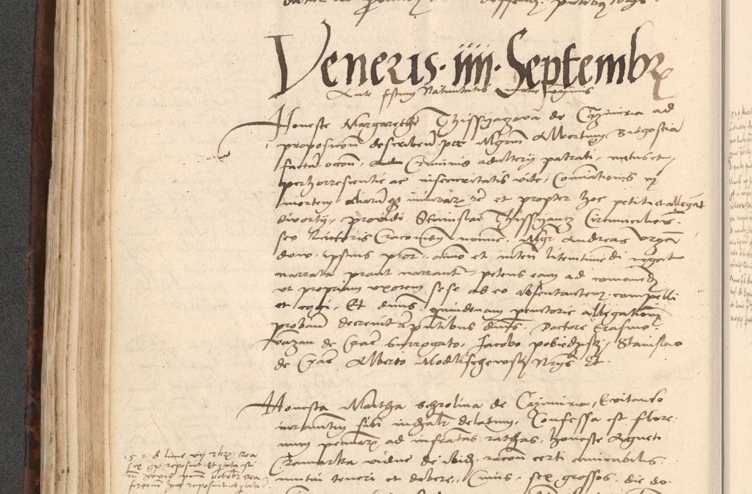 Zdjęcie nr 246 dla obiektu archiwalnego: INRI. Acta actorum, obligacionum et sentenciarum tam interlocutoriarum quam diffinitivarum coram reverendo patre ac egregio viro domino Jacobo Erciss[o]wski decretorum doctorem, canonico et officiali generali Cracoviensi ad annum Domini 1528, indicionem primam, pontificatus sanctissimi in Christo patris et domini domini Clementis divina probidendcia pape seprtimi, annum quintum, per Stanislaum de Mordi legalem consistorii notarium omine felici inchoantur