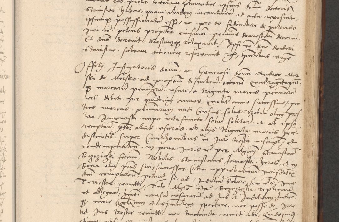 Zdjęcie nr 237 dla obiektu archiwalnego: INRI. Acta actorum, obligacionum et sentenciarum tam interlocutoriarum quam diffinitivarum coram reverendo patre ac egregio viro domino Jacobo Erciss[o]wski decretorum doctorem, canonico et officiali generali Cracoviensi ad annum Domini 1528, indicionem primam, pontificatus sanctissimi in Christo patris et domini domini Clementis divina probidendcia pape seprtimi, annum quintum, per Stanislaum de Mordi legalem consistorii notarium omine felici inchoantur
