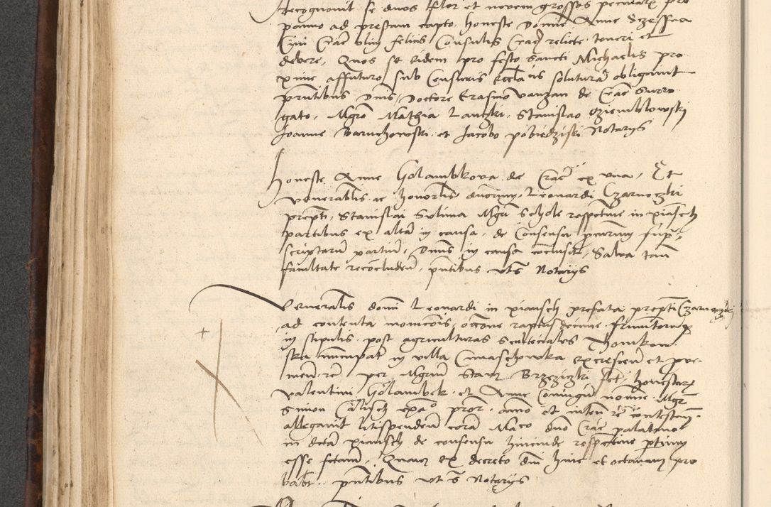 Zdjęcie nr 238 dla obiektu archiwalnego: INRI. Acta actorum, obligacionum et sentenciarum tam interlocutoriarum quam diffinitivarum coram reverendo patre ac egregio viro domino Jacobo Erciss[o]wski decretorum doctorem, canonico et officiali generali Cracoviensi ad annum Domini 1528, indicionem primam, pontificatus sanctissimi in Christo patris et domini domini Clementis divina probidendcia pape seprtimi, annum quintum, per Stanislaum de Mordi legalem consistorii notarium omine felici inchoantur
