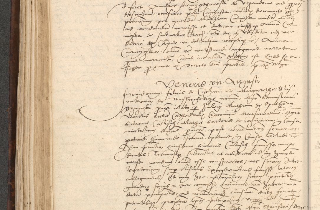 Zdjęcie nr 228 dla obiektu archiwalnego: INRI. Acta actorum, obligacionum et sentenciarum tam interlocutoriarum quam diffinitivarum coram reverendo patre ac egregio viro domino Jacobo Erciss[o]wski decretorum doctorem, canonico et officiali generali Cracoviensi ad annum Domini 1528, indicionem primam, pontificatus sanctissimi in Christo patris et domini domini Clementis divina probidendcia pape seprtimi, annum quintum, per Stanislaum de Mordi legalem consistorii notarium omine felici inchoantur