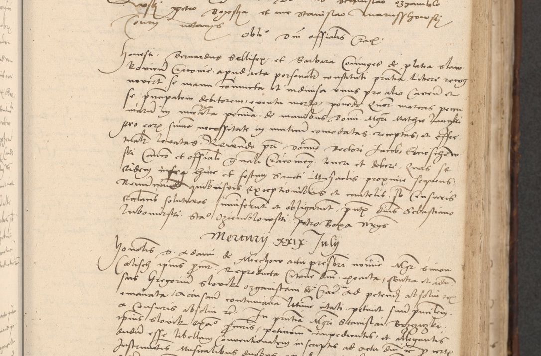 Zdjęcie nr 225 dla obiektu archiwalnego: INRI. Acta actorum, obligacionum et sentenciarum tam interlocutoriarum quam diffinitivarum coram reverendo patre ac egregio viro domino Jacobo Erciss[o]wski decretorum doctorem, canonico et officiali generali Cracoviensi ad annum Domini 1528, indicionem primam, pontificatus sanctissimi in Christo patris et domini domini Clementis divina probidendcia pape seprtimi, annum quintum, per Stanislaum de Mordi legalem consistorii notarium omine felici inchoantur