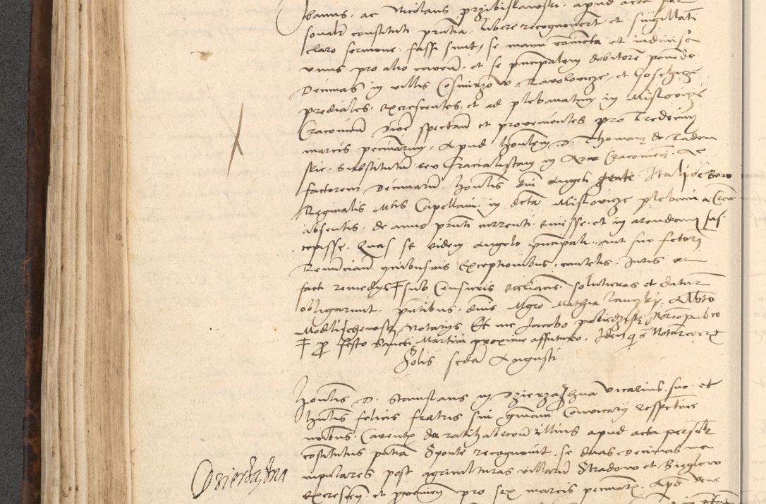 Zdjęcie nr 226 dla obiektu archiwalnego: INRI. Acta actorum, obligacionum et sentenciarum tam interlocutoriarum quam diffinitivarum coram reverendo patre ac egregio viro domino Jacobo Erciss[o]wski decretorum doctorem, canonico et officiali generali Cracoviensi ad annum Domini 1528, indicionem primam, pontificatus sanctissimi in Christo patris et domini domini Clementis divina probidendcia pape seprtimi, annum quintum, per Stanislaum de Mordi legalem consistorii notarium omine felici inchoantur