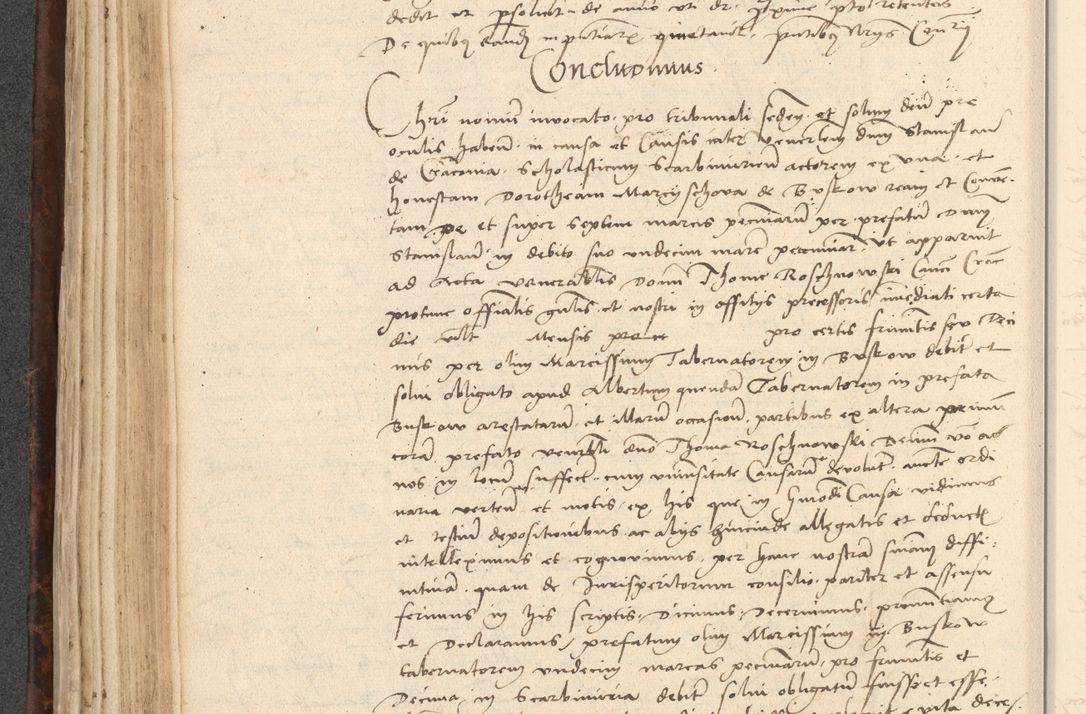 Zdjęcie nr 214 dla obiektu archiwalnego: INRI. Acta actorum, obligacionum et sentenciarum tam interlocutoriarum quam diffinitivarum coram reverendo patre ac egregio viro domino Jacobo Erciss[o]wski decretorum doctorem, canonico et officiali generali Cracoviensi ad annum Domini 1528, indicionem primam, pontificatus sanctissimi in Christo patris et domini domini Clementis divina probidendcia pape seprtimi, annum quintum, per Stanislaum de Mordi legalem consistorii notarium omine felici inchoantur