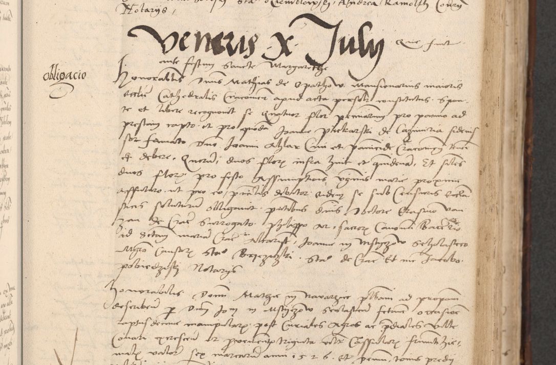 Zdjęcie nr 211 dla obiektu archiwalnego: INRI. Acta actorum, obligacionum et sentenciarum tam interlocutoriarum quam diffinitivarum coram reverendo patre ac egregio viro domino Jacobo Erciss[o]wski decretorum doctorem, canonico et officiali generali Cracoviensi ad annum Domini 1528, indicionem primam, pontificatus sanctissimi in Christo patris et domini domini Clementis divina probidendcia pape seprtimi, annum quintum, per Stanislaum de Mordi legalem consistorii notarium omine felici inchoantur