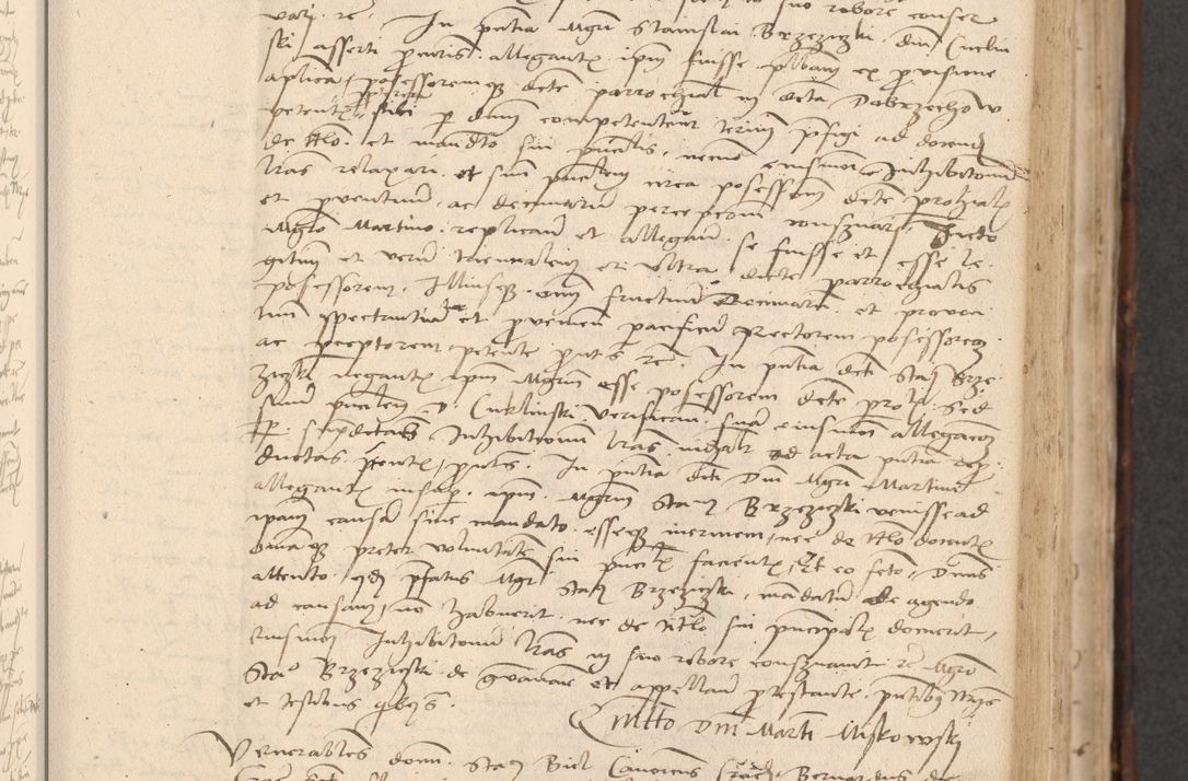 Zdjęcie nr 213 dla obiektu archiwalnego: INRI. Acta actorum, obligacionum et sentenciarum tam interlocutoriarum quam diffinitivarum coram reverendo patre ac egregio viro domino Jacobo Erciss[o]wski decretorum doctorem, canonico et officiali generali Cracoviensi ad annum Domini 1528, indicionem primam, pontificatus sanctissimi in Christo patris et domini domini Clementis divina probidendcia pape seprtimi, annum quintum, per Stanislaum de Mordi legalem consistorii notarium omine felici inchoantur