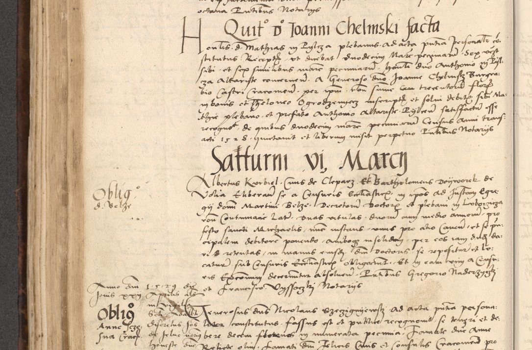 Zdjęcie nr 408 dla obiektu archiwalnego: INRI. Acta actorum, obligacionum et sentenciarum tam interlocutoriarum quam diffinitivarum coram reverendo patre ac egregio viro domino Jacobo Erciss[o]wski decretorum doctorem, canonico et officiali generali Cracoviensi ad annum Domini 1528, indicionem primam, pontificatus sanctissimi in Christo patris et domini domini Clementis divina probidendcia pape seprtimi, annum quintum, per Stanislaum de Mordi legalem consistorii notarium omine felici inchoantur