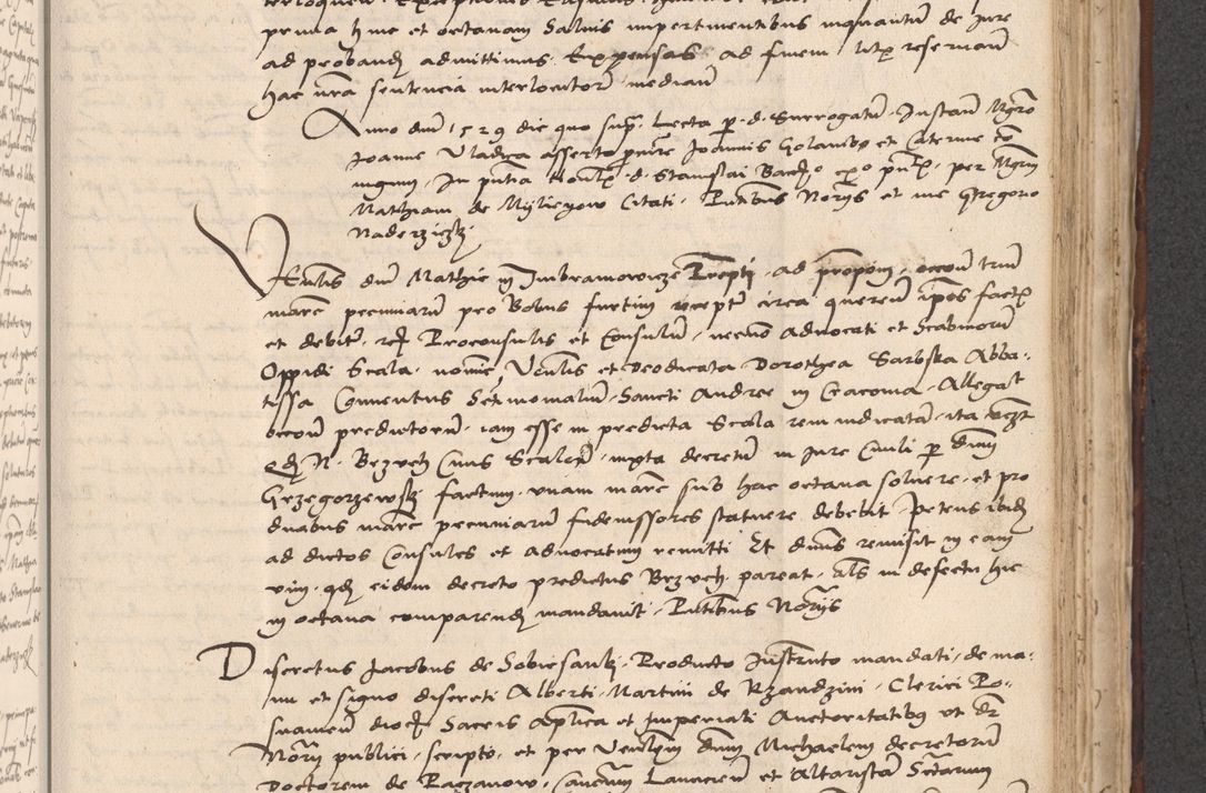 Zdjęcie nr 603 dla obiektu archiwalnego: INRI. Acta actorum, obligacionum et sentenciarum tam interlocutoriarum quam diffinitivarum coram reverendo patre ac egregio viro domino Jacobo Erciss[o]wski decretorum doctorem, canonico et officiali generali Cracoviensi ad annum Domini 1528, indicionem primam, pontificatus sanctissimi in Christo patris et domini domini Clementis divina probidendcia pape seprtimi, annum quintum, per Stanislaum de Mordi legalem consistorii notarium omine felici inchoantur