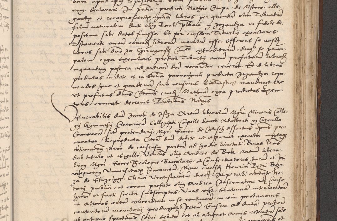 Zdjęcie nr 599 dla obiektu archiwalnego: INRI. Acta actorum, obligacionum et sentenciarum tam interlocutoriarum quam diffinitivarum coram reverendo patre ac egregio viro domino Jacobo Erciss[o]wski decretorum doctorem, canonico et officiali generali Cracoviensi ad annum Domini 1528, indicionem primam, pontificatus sanctissimi in Christo patris et domini domini Clementis divina probidendcia pape seprtimi, annum quintum, per Stanislaum de Mordi legalem consistorii notarium omine felici inchoantur