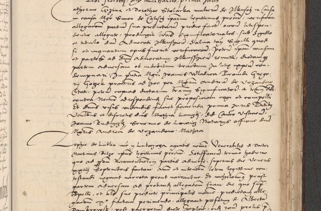 Zdjęcie nr 595 dla obiektu archiwalnego: INRI. Acta actorum, obligacionum et sentenciarum tam interlocutoriarum quam diffinitivarum coram reverendo patre ac egregio viro domino Jacobo Erciss[o]wski decretorum doctorem, canonico et officiali generali Cracoviensi ad annum Domini 1528, indicionem primam, pontificatus sanctissimi in Christo patris et domini domini Clementis divina probidendcia pape seprtimi, annum quintum, per Stanislaum de Mordi legalem consistorii notarium omine felici inchoantur