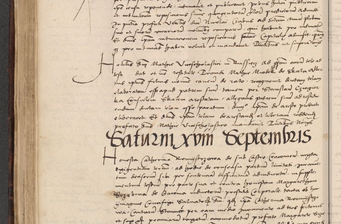 Zdjęcie nr 586 dla obiektu archiwalnego: INRI. Acta actorum, obligacionum et sentenciarum tam interlocutoriarum quam diffinitivarum coram reverendo patre ac egregio viro domino Jacobo Erciss[o]wski decretorum doctorem, canonico et officiali generali Cracoviensi ad annum Domini 1528, indicionem primam, pontificatus sanctissimi in Christo patris et domini domini Clementis divina probidendcia pape seprtimi, annum quintum, per Stanislaum de Mordi legalem consistorii notarium omine felici inchoantur