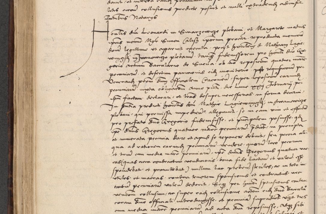 Zdjęcie nr 584 dla obiektu archiwalnego: INRI. Acta actorum, obligacionum et sentenciarum tam interlocutoriarum quam diffinitivarum coram reverendo patre ac egregio viro domino Jacobo Erciss[o]wski decretorum doctorem, canonico et officiali generali Cracoviensi ad annum Domini 1528, indicionem primam, pontificatus sanctissimi in Christo patris et domini domini Clementis divina probidendcia pape seprtimi, annum quintum, per Stanislaum de Mordi legalem consistorii notarium omine felici inchoantur