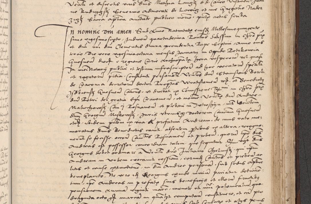 Zdjęcie nr 579 dla obiektu archiwalnego: INRI. Acta actorum, obligacionum et sentenciarum tam interlocutoriarum quam diffinitivarum coram reverendo patre ac egregio viro domino Jacobo Erciss[o]wski decretorum doctorem, canonico et officiali generali Cracoviensi ad annum Domini 1528, indicionem primam, pontificatus sanctissimi in Christo patris et domini domini Clementis divina probidendcia pape seprtimi, annum quintum, per Stanislaum de Mordi legalem consistorii notarium omine felici inchoantur