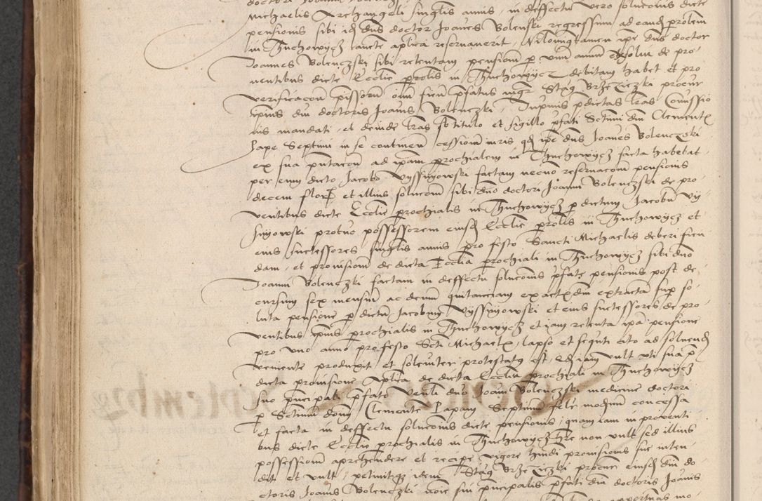 Zdjęcie nr 572 dla obiektu archiwalnego: INRI. Acta actorum, obligacionum et sentenciarum tam interlocutoriarum quam diffinitivarum coram reverendo patre ac egregio viro domino Jacobo Erciss[o]wski decretorum doctorem, canonico et officiali generali Cracoviensi ad annum Domini 1528, indicionem primam, pontificatus sanctissimi in Christo patris et domini domini Clementis divina probidendcia pape seprtimi, annum quintum, per Stanislaum de Mordi legalem consistorii notarium omine felici inchoantur