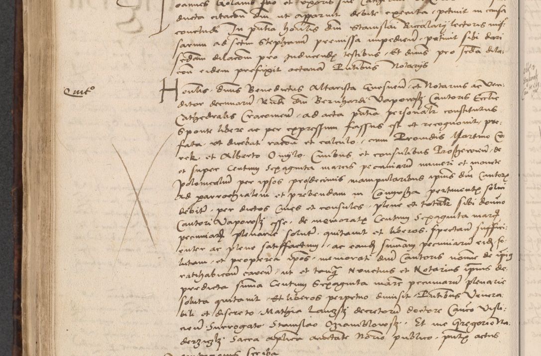 Zdjęcie nr 560 dla obiektu archiwalnego: INRI. Acta actorum, obligacionum et sentenciarum tam interlocutoriarum quam diffinitivarum coram reverendo patre ac egregio viro domino Jacobo Erciss[o]wski decretorum doctorem, canonico et officiali generali Cracoviensi ad annum Domini 1528, indicionem primam, pontificatus sanctissimi in Christo patris et domini domini Clementis divina probidendcia pape seprtimi, annum quintum, per Stanislaum de Mordi legalem consistorii notarium omine felici inchoantur
