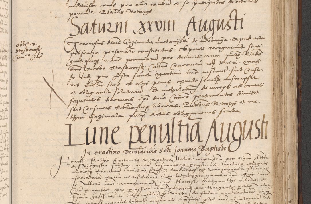 Zdjęcie nr 561 dla obiektu archiwalnego: INRI. Acta actorum, obligacionum et sentenciarum tam interlocutoriarum quam diffinitivarum coram reverendo patre ac egregio viro domino Jacobo Erciss[o]wski decretorum doctorem, canonico et officiali generali Cracoviensi ad annum Domini 1528, indicionem primam, pontificatus sanctissimi in Christo patris et domini domini Clementis divina probidendcia pape seprtimi, annum quintum, per Stanislaum de Mordi legalem consistorii notarium omine felici inchoantur