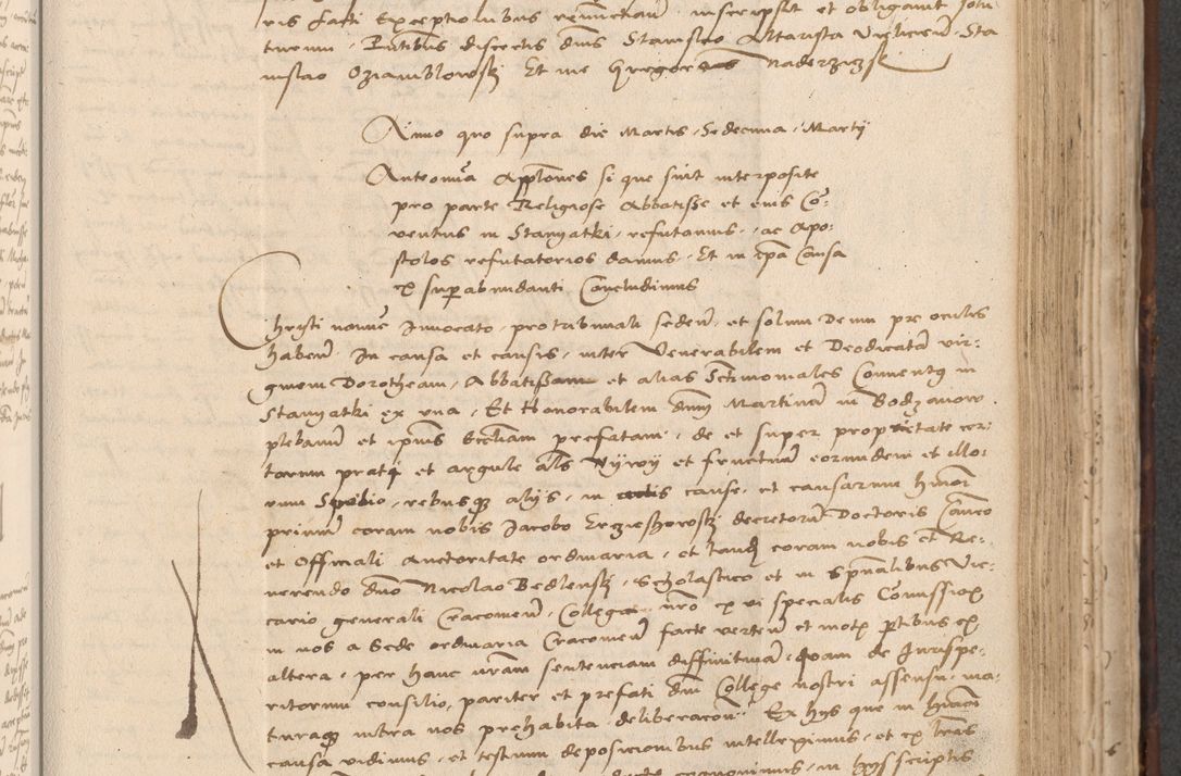 Zdjęcie nr 553 dla obiektu archiwalnego: INRI. Acta actorum, obligacionum et sentenciarum tam interlocutoriarum quam diffinitivarum coram reverendo patre ac egregio viro domino Jacobo Erciss[o]wski decretorum doctorem, canonico et officiali generali Cracoviensi ad annum Domini 1528, indicionem primam, pontificatus sanctissimi in Christo patris et domini domini Clementis divina probidendcia pape seprtimi, annum quintum, per Stanislaum de Mordi legalem consistorii notarium omine felici inchoantur
