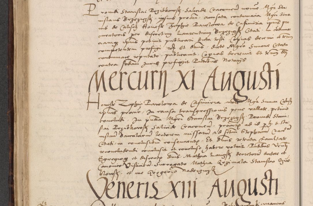 Zdjęcie nr 550 dla obiektu archiwalnego: INRI. Acta actorum, obligacionum et sentenciarum tam interlocutoriarum quam diffinitivarum coram reverendo patre ac egregio viro domino Jacobo Erciss[o]wski decretorum doctorem, canonico et officiali generali Cracoviensi ad annum Domini 1528, indicionem primam, pontificatus sanctissimi in Christo patris et domini domini Clementis divina probidendcia pape seprtimi, annum quintum, per Stanislaum de Mordi legalem consistorii notarium omine felici inchoantur