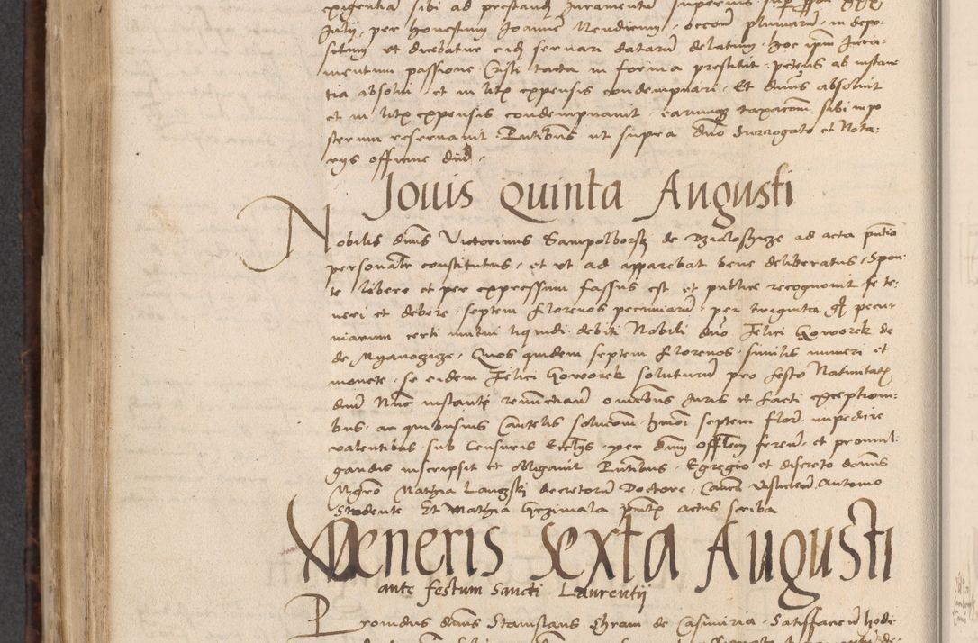 Zdjęcie nr 548 dla obiektu archiwalnego: INRI. Acta actorum, obligacionum et sentenciarum tam interlocutoriarum quam diffinitivarum coram reverendo patre ac egregio viro domino Jacobo Erciss[o]wski decretorum doctorem, canonico et officiali generali Cracoviensi ad annum Domini 1528, indicionem primam, pontificatus sanctissimi in Christo patris et domini domini Clementis divina probidendcia pape seprtimi, annum quintum, per Stanislaum de Mordi legalem consistorii notarium omine felici inchoantur