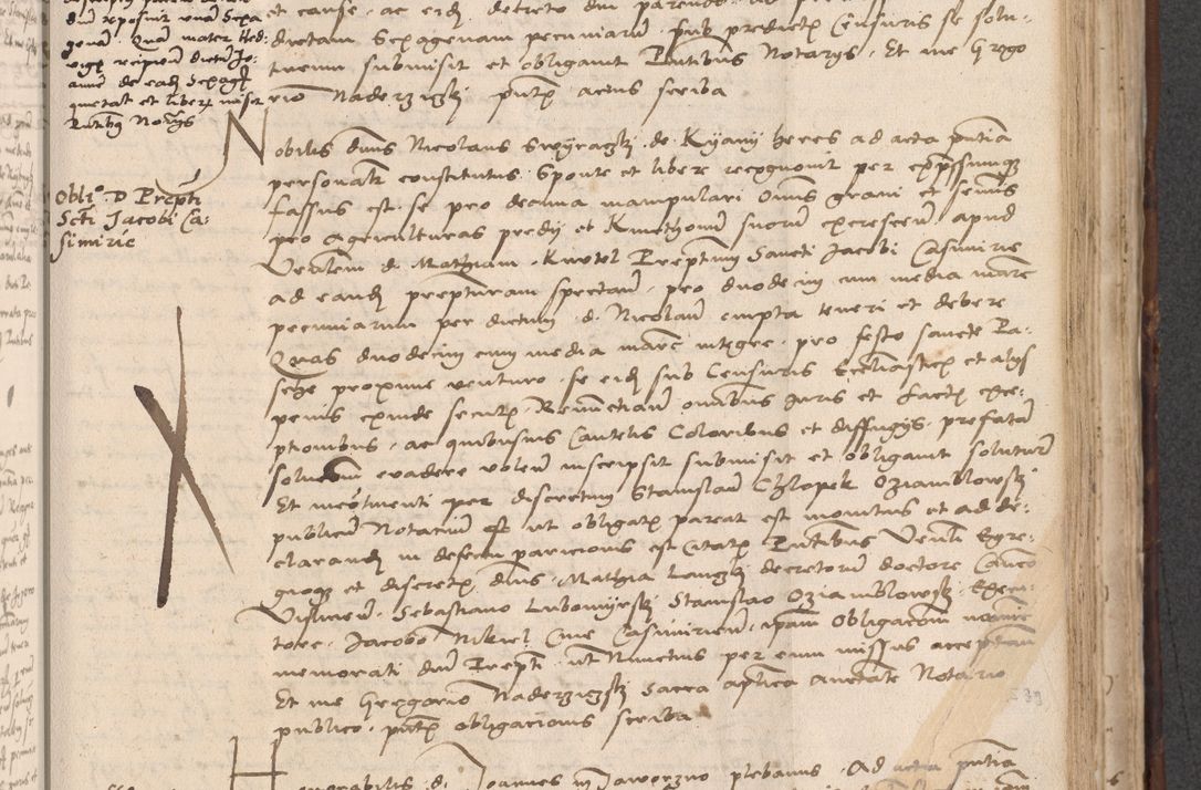 Zdjęcie nr 543 dla obiektu archiwalnego: INRI. Acta actorum, obligacionum et sentenciarum tam interlocutoriarum quam diffinitivarum coram reverendo patre ac egregio viro domino Jacobo Erciss[o]wski decretorum doctorem, canonico et officiali generali Cracoviensi ad annum Domini 1528, indicionem primam, pontificatus sanctissimi in Christo patris et domini domini Clementis divina probidendcia pape seprtimi, annum quintum, per Stanislaum de Mordi legalem consistorii notarium omine felici inchoantur