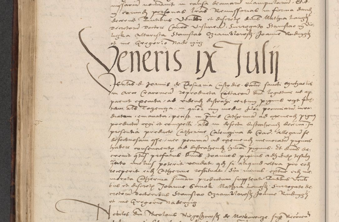 Zdjęcie nr 528 dla obiektu archiwalnego: INRI. Acta actorum, obligacionum et sentenciarum tam interlocutoriarum quam diffinitivarum coram reverendo patre ac egregio viro domino Jacobo Erciss[o]wski decretorum doctorem, canonico et officiali generali Cracoviensi ad annum Domini 1528, indicionem primam, pontificatus sanctissimi in Christo patris et domini domini Clementis divina probidendcia pape seprtimi, annum quintum, per Stanislaum de Mordi legalem consistorii notarium omine felici inchoantur