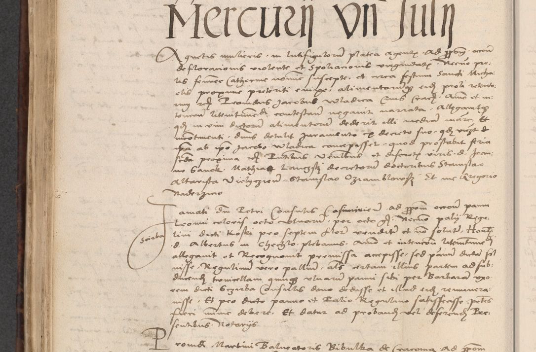 Zdjęcie nr 526 dla obiektu archiwalnego: INRI. Acta actorum, obligacionum et sentenciarum tam interlocutoriarum quam diffinitivarum coram reverendo patre ac egregio viro domino Jacobo Erciss[o]wski decretorum doctorem, canonico et officiali generali Cracoviensi ad annum Domini 1528, indicionem primam, pontificatus sanctissimi in Christo patris et domini domini Clementis divina probidendcia pape seprtimi, annum quintum, per Stanislaum de Mordi legalem consistorii notarium omine felici inchoantur