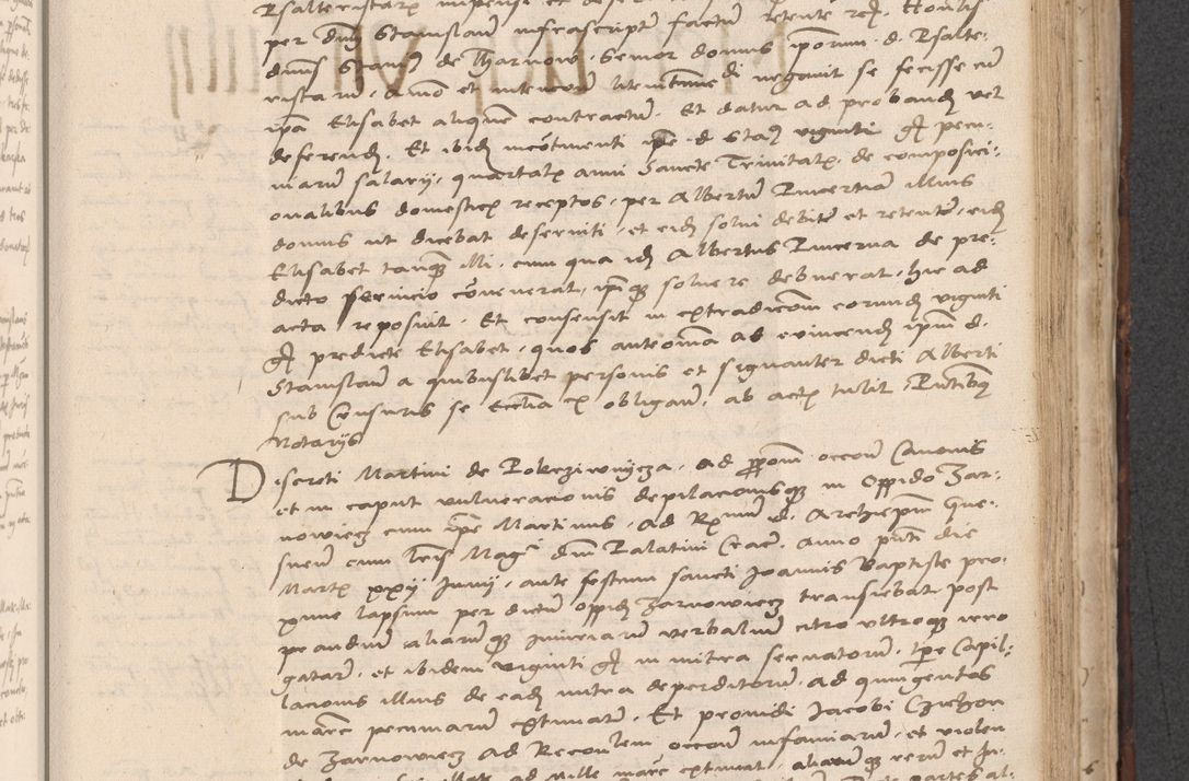 Zdjęcie nr 525 dla obiektu archiwalnego: INRI. Acta actorum, obligacionum et sentenciarum tam interlocutoriarum quam diffinitivarum coram reverendo patre ac egregio viro domino Jacobo Erciss[o]wski decretorum doctorem, canonico et officiali generali Cracoviensi ad annum Domini 1528, indicionem primam, pontificatus sanctissimi in Christo patris et domini domini Clementis divina probidendcia pape seprtimi, annum quintum, per Stanislaum de Mordi legalem consistorii notarium omine felici inchoantur