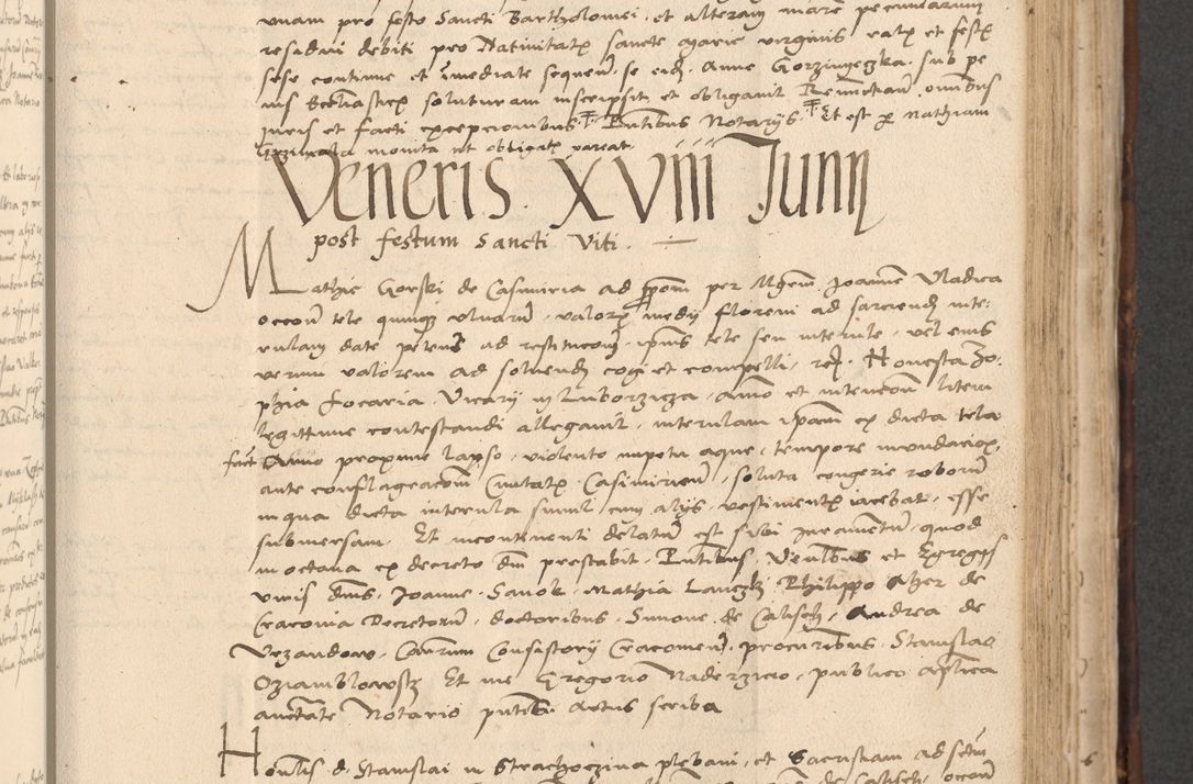 Zdjęcie nr 509 dla obiektu archiwalnego: INRI. Acta actorum, obligacionum et sentenciarum tam interlocutoriarum quam diffinitivarum coram reverendo patre ac egregio viro domino Jacobo Erciss[o]wski decretorum doctorem, canonico et officiali generali Cracoviensi ad annum Domini 1528, indicionem primam, pontificatus sanctissimi in Christo patris et domini domini Clementis divina probidendcia pape seprtimi, annum quintum, per Stanislaum de Mordi legalem consistorii notarium omine felici inchoantur