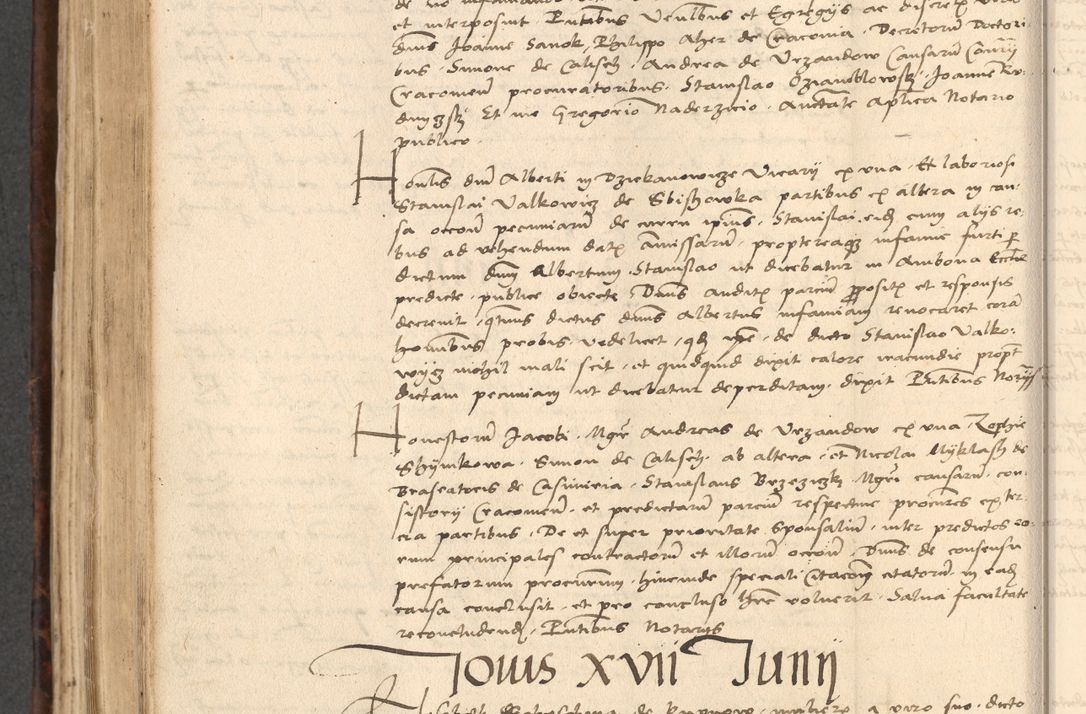Zdjęcie nr 508 dla obiektu archiwalnego: INRI. Acta actorum, obligacionum et sentenciarum tam interlocutoriarum quam diffinitivarum coram reverendo patre ac egregio viro domino Jacobo Erciss[o]wski decretorum doctorem, canonico et officiali generali Cracoviensi ad annum Domini 1528, indicionem primam, pontificatus sanctissimi in Christo patris et domini domini Clementis divina probidendcia pape seprtimi, annum quintum, per Stanislaum de Mordi legalem consistorii notarium omine felici inchoantur