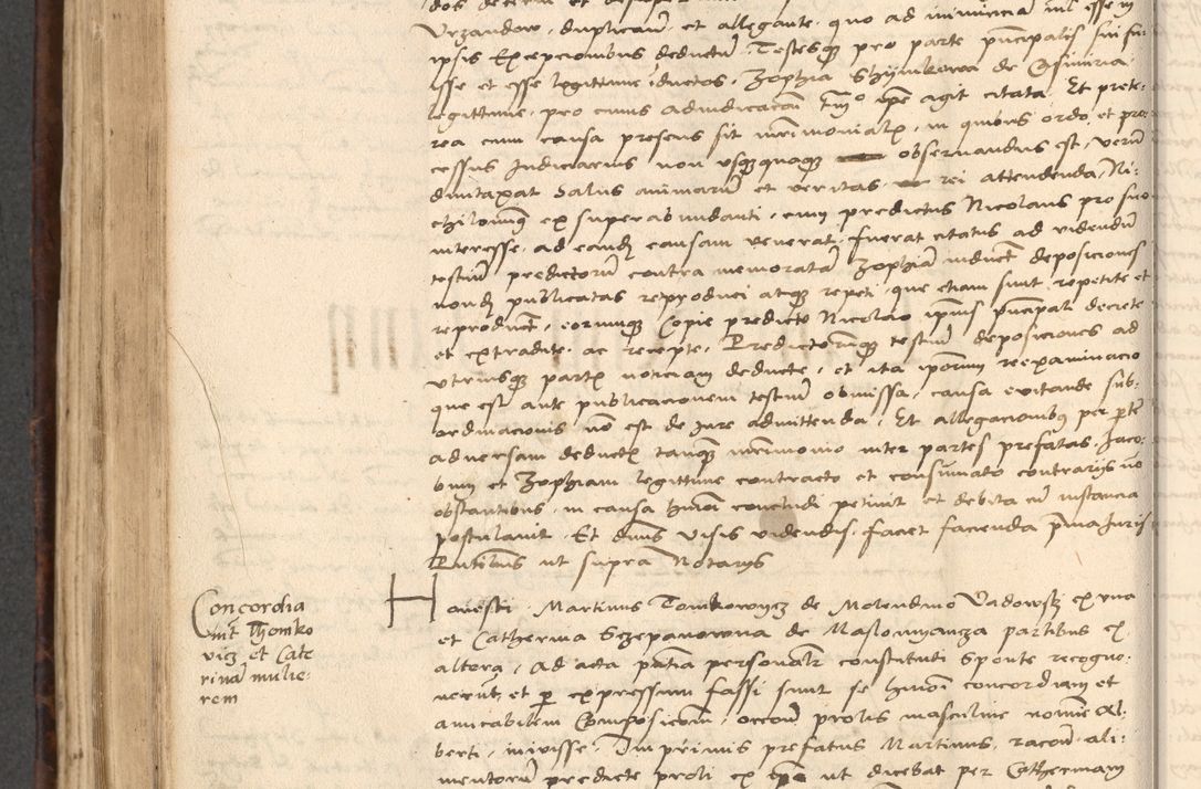 Zdjęcie nr 506 dla obiektu archiwalnego: INRI. Acta actorum, obligacionum et sentenciarum tam interlocutoriarum quam diffinitivarum coram reverendo patre ac egregio viro domino Jacobo Erciss[o]wski decretorum doctorem, canonico et officiali generali Cracoviensi ad annum Domini 1528, indicionem primam, pontificatus sanctissimi in Christo patris et domini domini Clementis divina probidendcia pape seprtimi, annum quintum, per Stanislaum de Mordi legalem consistorii notarium omine felici inchoantur