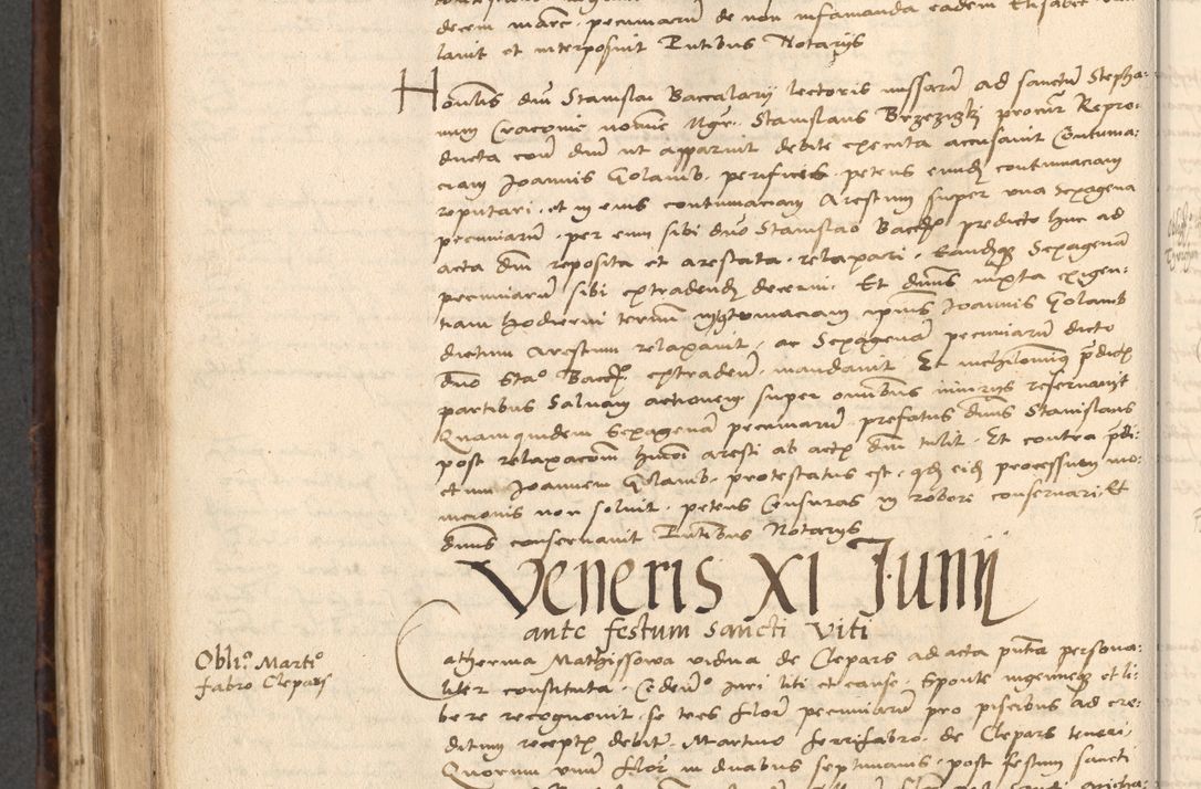 Zdjęcie nr 502 dla obiektu archiwalnego: INRI. Acta actorum, obligacionum et sentenciarum tam interlocutoriarum quam diffinitivarum coram reverendo patre ac egregio viro domino Jacobo Erciss[o]wski decretorum doctorem, canonico et officiali generali Cracoviensi ad annum Domini 1528, indicionem primam, pontificatus sanctissimi in Christo patris et domini domini Clementis divina probidendcia pape seprtimi, annum quintum, per Stanislaum de Mordi legalem consistorii notarium omine felici inchoantur