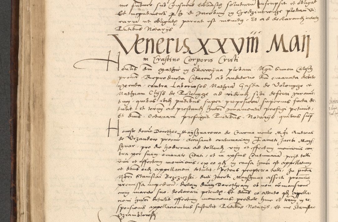 Zdjęcie nr 494 dla obiektu archiwalnego: INRI. Acta actorum, obligacionum et sentenciarum tam interlocutoriarum quam diffinitivarum coram reverendo patre ac egregio viro domino Jacobo Erciss[o]wski decretorum doctorem, canonico et officiali generali Cracoviensi ad annum Domini 1528, indicionem primam, pontificatus sanctissimi in Christo patris et domini domini Clementis divina probidendcia pape seprtimi, annum quintum, per Stanislaum de Mordi legalem consistorii notarium omine felici inchoantur