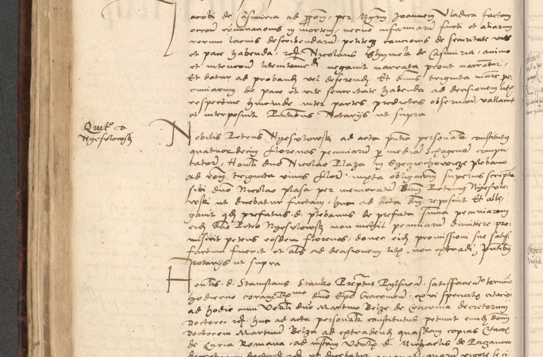 Zdjęcie nr 490 dla obiektu archiwalnego: INRI. Acta actorum, obligacionum et sentenciarum tam interlocutoriarum quam diffinitivarum coram reverendo patre ac egregio viro domino Jacobo Erciss[o]wski decretorum doctorem, canonico et officiali generali Cracoviensi ad annum Domini 1528, indicionem primam, pontificatus sanctissimi in Christo patris et domini domini Clementis divina probidendcia pape seprtimi, annum quintum, per Stanislaum de Mordi legalem consistorii notarium omine felici inchoantur