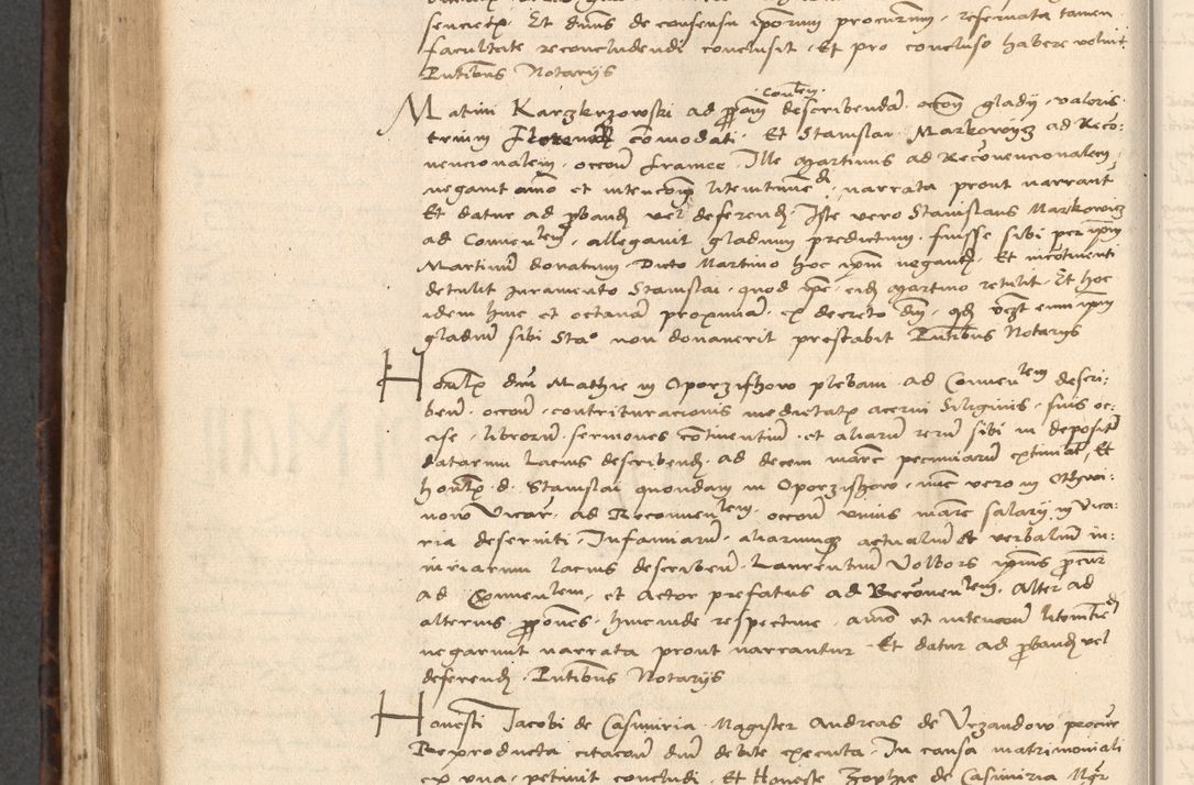 Zdjęcie nr 492 dla obiektu archiwalnego: INRI. Acta actorum, obligacionum et sentenciarum tam interlocutoriarum quam diffinitivarum coram reverendo patre ac egregio viro domino Jacobo Erciss[o]wski decretorum doctorem, canonico et officiali generali Cracoviensi ad annum Domini 1528, indicionem primam, pontificatus sanctissimi in Christo patris et domini domini Clementis divina probidendcia pape seprtimi, annum quintum, per Stanislaum de Mordi legalem consistorii notarium omine felici inchoantur