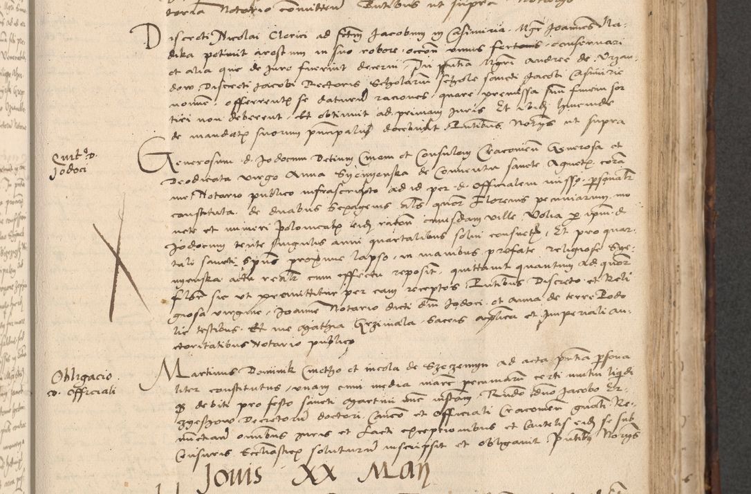 Zdjęcie nr 485 dla obiektu archiwalnego: INRI. Acta actorum, obligacionum et sentenciarum tam interlocutoriarum quam diffinitivarum coram reverendo patre ac egregio viro domino Jacobo Erciss[o]wski decretorum doctorem, canonico et officiali generali Cracoviensi ad annum Domini 1528, indicionem primam, pontificatus sanctissimi in Christo patris et domini domini Clementis divina probidendcia pape seprtimi, annum quintum, per Stanislaum de Mordi legalem consistorii notarium omine felici inchoantur