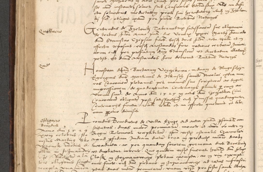 Zdjęcie nr 482 dla obiektu archiwalnego: INRI. Acta actorum, obligacionum et sentenciarum tam interlocutoriarum quam diffinitivarum coram reverendo patre ac egregio viro domino Jacobo Erciss[o]wski decretorum doctorem, canonico et officiali generali Cracoviensi ad annum Domini 1528, indicionem primam, pontificatus sanctissimi in Christo patris et domini domini Clementis divina probidendcia pape seprtimi, annum quintum, per Stanislaum de Mordi legalem consistorii notarium omine felici inchoantur