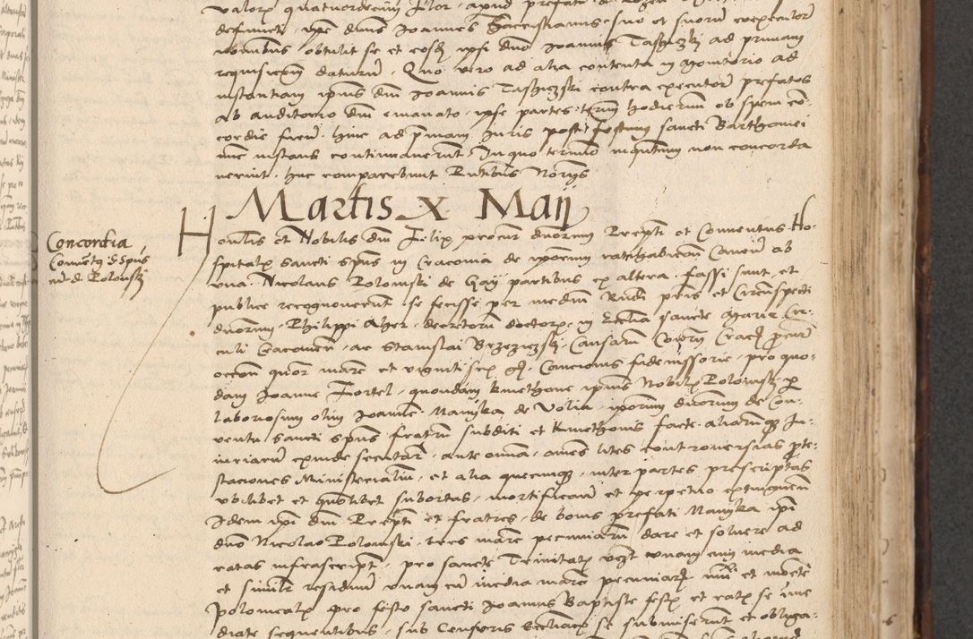 Zdjęcie nr 473 dla obiektu archiwalnego: INRI. Acta actorum, obligacionum et sentenciarum tam interlocutoriarum quam diffinitivarum coram reverendo patre ac egregio viro domino Jacobo Erciss[o]wski decretorum doctorem, canonico et officiali generali Cracoviensi ad annum Domini 1528, indicionem primam, pontificatus sanctissimi in Christo patris et domini domini Clementis divina probidendcia pape seprtimi, annum quintum, per Stanislaum de Mordi legalem consistorii notarium omine felici inchoantur