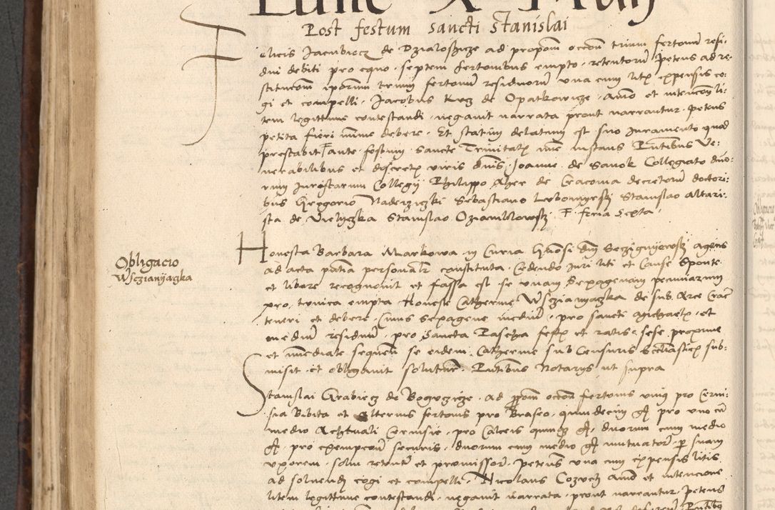 Zdjęcie nr 470 dla obiektu archiwalnego: INRI. Acta actorum, obligacionum et sentenciarum tam interlocutoriarum quam diffinitivarum coram reverendo patre ac egregio viro domino Jacobo Erciss[o]wski decretorum doctorem, canonico et officiali generali Cracoviensi ad annum Domini 1528, indicionem primam, pontificatus sanctissimi in Christo patris et domini domini Clementis divina probidendcia pape seprtimi, annum quintum, per Stanislaum de Mordi legalem consistorii notarium omine felici inchoantur