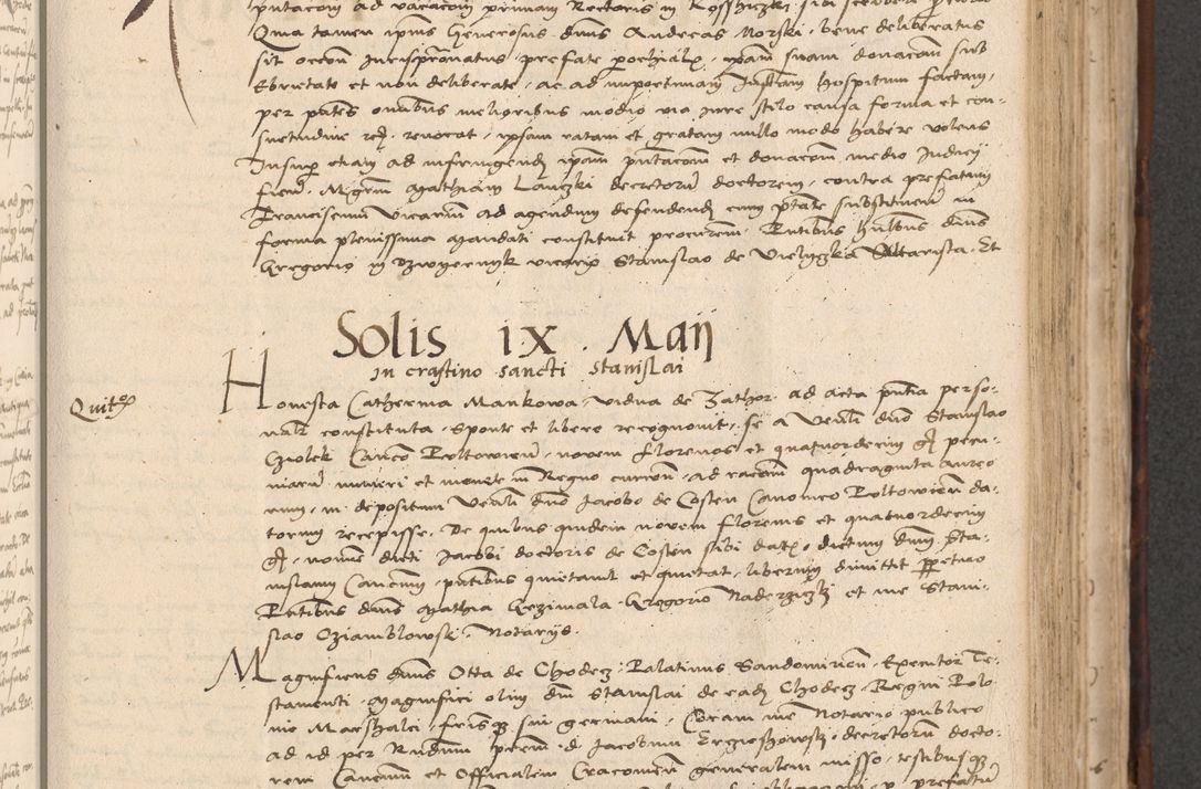 Zdjęcie nr 469 dla obiektu archiwalnego: INRI. Acta actorum, obligacionum et sentenciarum tam interlocutoriarum quam diffinitivarum coram reverendo patre ac egregio viro domino Jacobo Erciss[o]wski decretorum doctorem, canonico et officiali generali Cracoviensi ad annum Domini 1528, indicionem primam, pontificatus sanctissimi in Christo patris et domini domini Clementis divina probidendcia pape seprtimi, annum quintum, per Stanislaum de Mordi legalem consistorii notarium omine felici inchoantur