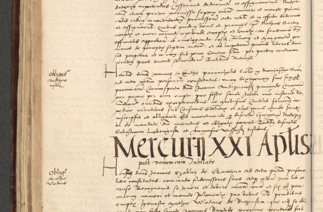 Zdjęcie nr 458 dla obiektu archiwalnego: INRI. Acta actorum, obligacionum et sentenciarum tam interlocutoriarum quam diffinitivarum coram reverendo patre ac egregio viro domino Jacobo Erciss[o]wski decretorum doctorem, canonico et officiali generali Cracoviensi ad annum Domini 1528, indicionem primam, pontificatus sanctissimi in Christo patris et domini domini Clementis divina probidendcia pape seprtimi, annum quintum, per Stanislaum de Mordi legalem consistorii notarium omine felici inchoantur