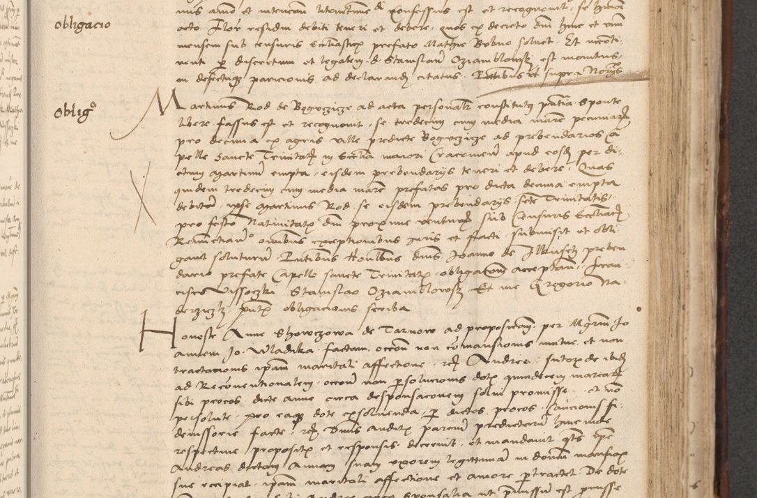 Zdjęcie nr 455 dla obiektu archiwalnego: INRI. Acta actorum, obligacionum et sentenciarum tam interlocutoriarum quam diffinitivarum coram reverendo patre ac egregio viro domino Jacobo Erciss[o]wski decretorum doctorem, canonico et officiali generali Cracoviensi ad annum Domini 1528, indicionem primam, pontificatus sanctissimi in Christo patris et domini domini Clementis divina probidendcia pape seprtimi, annum quintum, per Stanislaum de Mordi legalem consistorii notarium omine felici inchoantur