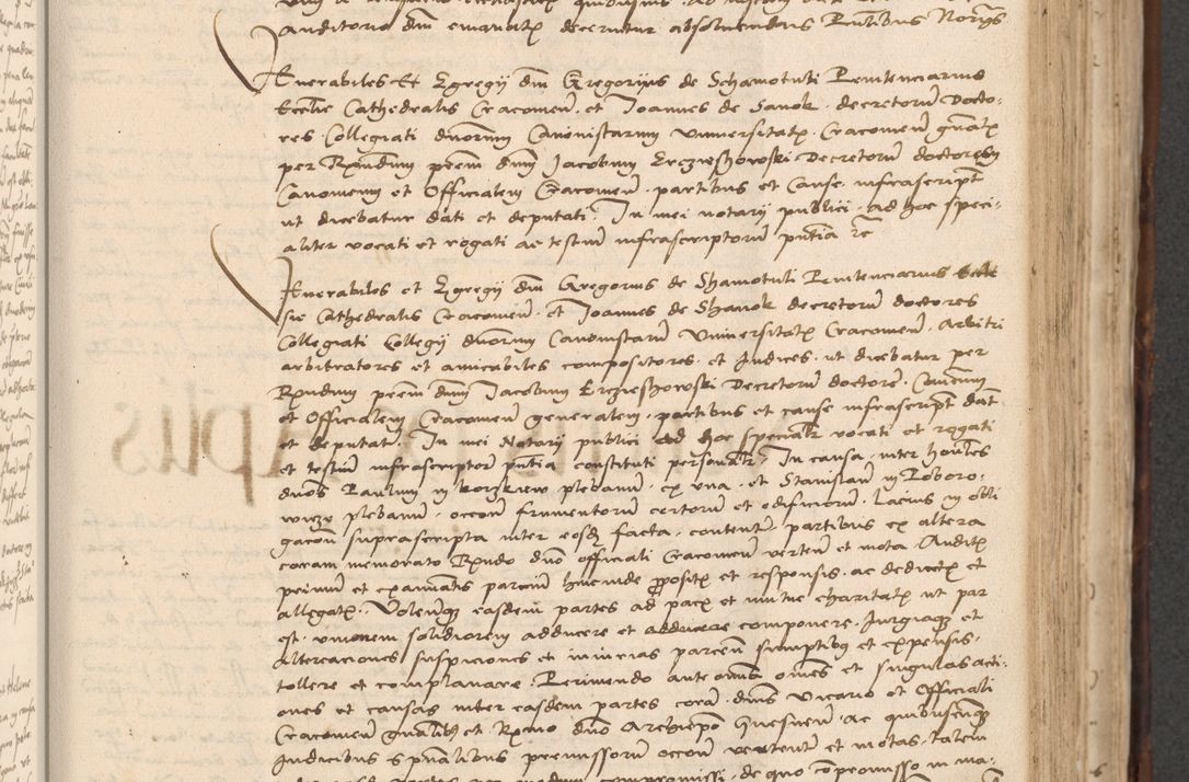 Zdjęcie nr 447 dla obiektu archiwalnego: INRI. Acta actorum, obligacionum et sentenciarum tam interlocutoriarum quam diffinitivarum coram reverendo patre ac egregio viro domino Jacobo Erciss[o]wski decretorum doctorem, canonico et officiali generali Cracoviensi ad annum Domini 1528, indicionem primam, pontificatus sanctissimi in Christo patris et domini domini Clementis divina probidendcia pape seprtimi, annum quintum, per Stanislaum de Mordi legalem consistorii notarium omine felici inchoantur
