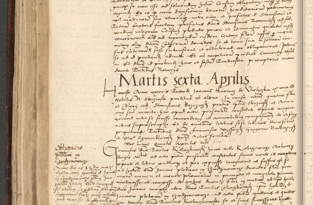 Zdjęcie nr 440 dla obiektu archiwalnego: INRI. Acta actorum, obligacionum et sentenciarum tam interlocutoriarum quam diffinitivarum coram reverendo patre ac egregio viro domino Jacobo Erciss[o]wski decretorum doctorem, canonico et officiali generali Cracoviensi ad annum Domini 1528, indicionem primam, pontificatus sanctissimi in Christo patris et domini domini Clementis divina probidendcia pape seprtimi, annum quintum, per Stanislaum de Mordi legalem consistorii notarium omine felici inchoantur