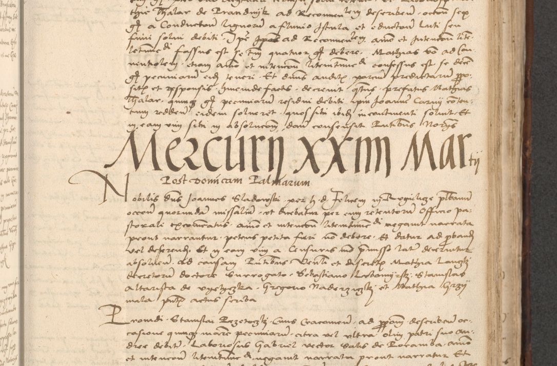 Zdjęcie nr 435 dla obiektu archiwalnego: INRI. Acta actorum, obligacionum et sentenciarum tam interlocutoriarum quam diffinitivarum coram reverendo patre ac egregio viro domino Jacobo Erciss[o]wski decretorum doctorem, canonico et officiali generali Cracoviensi ad annum Domini 1528, indicionem primam, pontificatus sanctissimi in Christo patris et domini domini Clementis divina probidendcia pape seprtimi, annum quintum, per Stanislaum de Mordi legalem consistorii notarium omine felici inchoantur