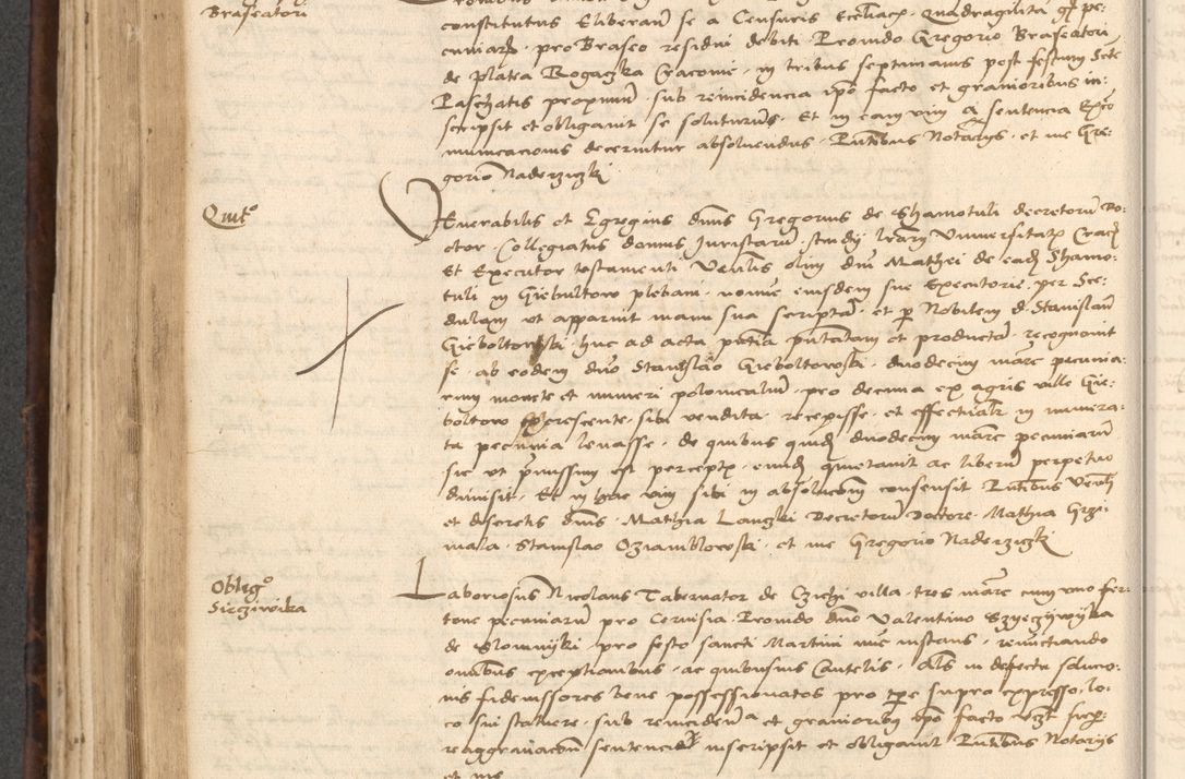 Zdjęcie nr 434 dla obiektu archiwalnego: INRI. Acta actorum, obligacionum et sentenciarum tam interlocutoriarum quam diffinitivarum coram reverendo patre ac egregio viro domino Jacobo Erciss[o]wski decretorum doctorem, canonico et officiali generali Cracoviensi ad annum Domini 1528, indicionem primam, pontificatus sanctissimi in Christo patris et domini domini Clementis divina probidendcia pape seprtimi, annum quintum, per Stanislaum de Mordi legalem consistorii notarium omine felici inchoantur