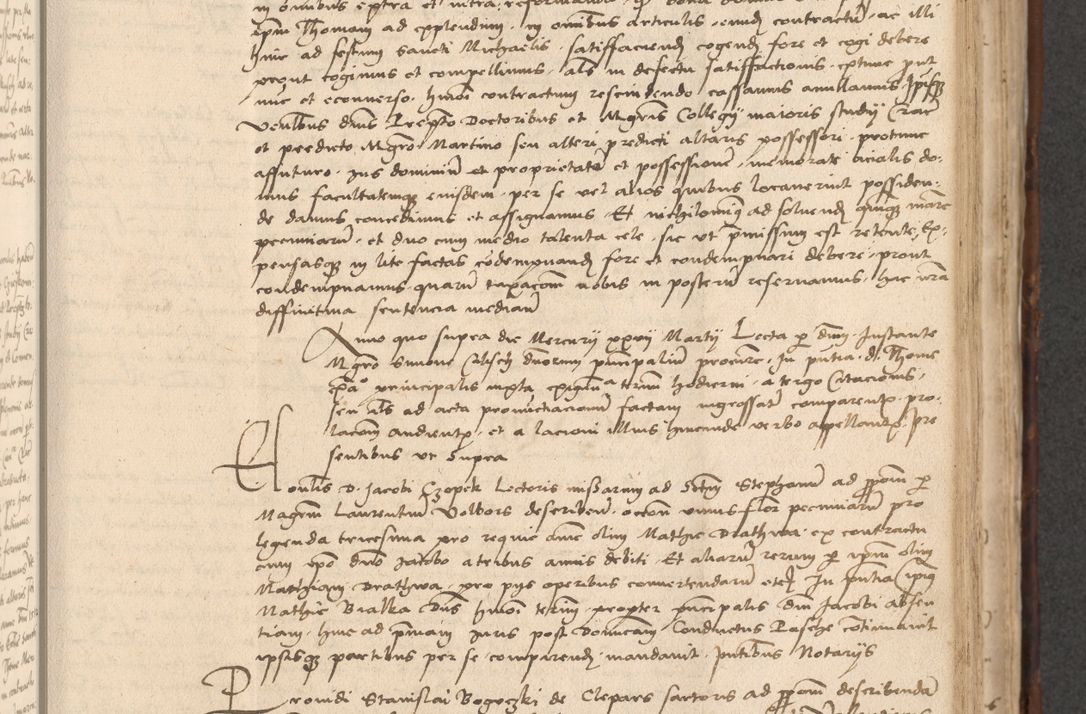 Zdjęcie nr 427 dla obiektu archiwalnego: INRI. Acta actorum, obligacionum et sentenciarum tam interlocutoriarum quam diffinitivarum coram reverendo patre ac egregio viro domino Jacobo Erciss[o]wski decretorum doctorem, canonico et officiali generali Cracoviensi ad annum Domini 1528, indicionem primam, pontificatus sanctissimi in Christo patris et domini domini Clementis divina probidendcia pape seprtimi, annum quintum, per Stanislaum de Mordi legalem consistorii notarium omine felici inchoantur