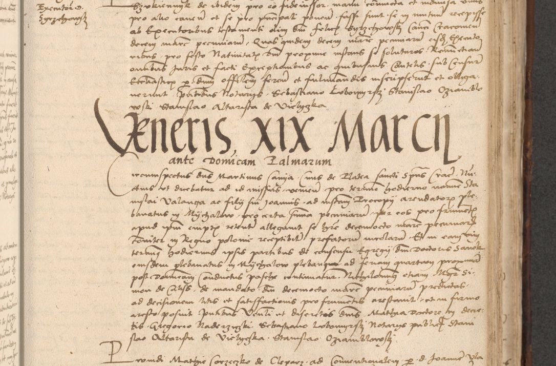 Zdjęcie nr 429 dla obiektu archiwalnego: INRI. Acta actorum, obligacionum et sentenciarum tam interlocutoriarum quam diffinitivarum coram reverendo patre ac egregio viro domino Jacobo Erciss[o]wski decretorum doctorem, canonico et officiali generali Cracoviensi ad annum Domini 1528, indicionem primam, pontificatus sanctissimi in Christo patris et domini domini Clementis divina probidendcia pape seprtimi, annum quintum, per Stanislaum de Mordi legalem consistorii notarium omine felici inchoantur