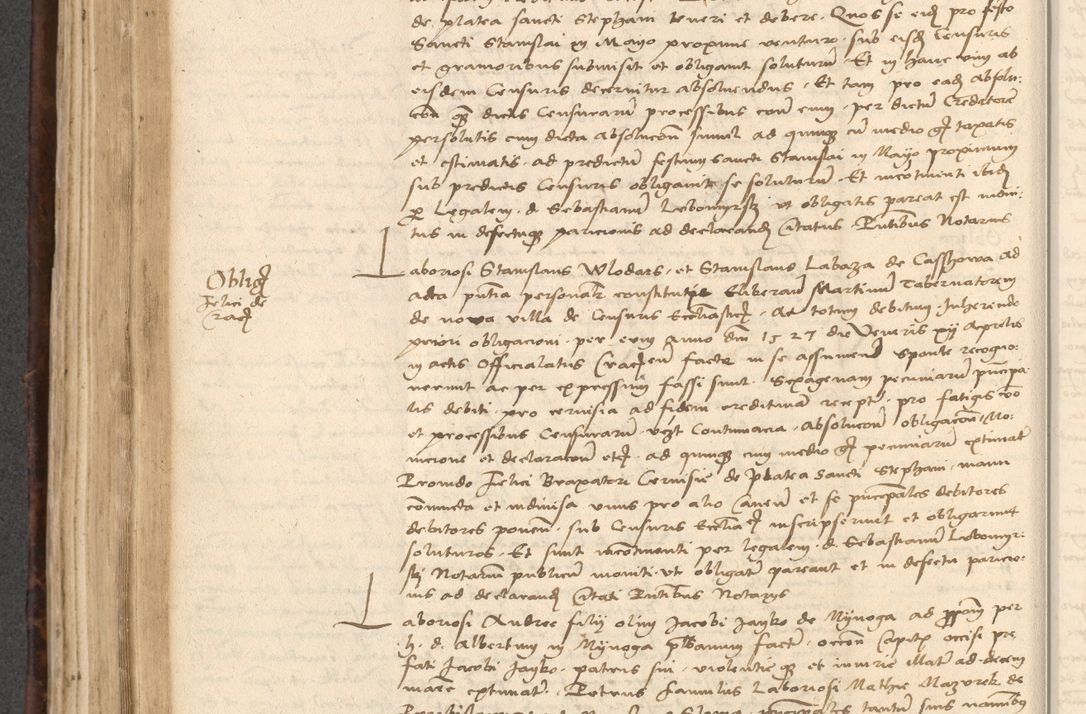 Zdjęcie nr 424 dla obiektu archiwalnego: INRI. Acta actorum, obligacionum et sentenciarum tam interlocutoriarum quam diffinitivarum coram reverendo patre ac egregio viro domino Jacobo Erciss[o]wski decretorum doctorem, canonico et officiali generali Cracoviensi ad annum Domini 1528, indicionem primam, pontificatus sanctissimi in Christo patris et domini domini Clementis divina probidendcia pape seprtimi, annum quintum, per Stanislaum de Mordi legalem consistorii notarium omine felici inchoantur