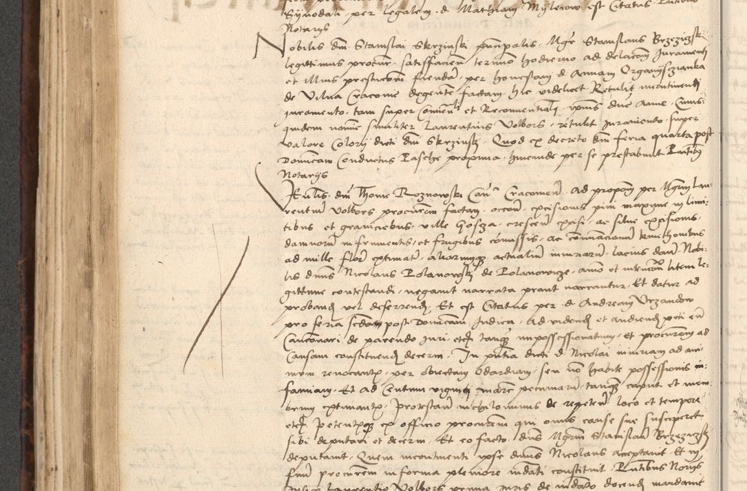 Zdjęcie nr 418 dla obiektu archiwalnego: INRI. Acta actorum, obligacionum et sentenciarum tam interlocutoriarum quam diffinitivarum coram reverendo patre ac egregio viro domino Jacobo Erciss[o]wski decretorum doctorem, canonico et officiali generali Cracoviensi ad annum Domini 1528, indicionem primam, pontificatus sanctissimi in Christo patris et domini domini Clementis divina probidendcia pape seprtimi, annum quintum, per Stanislaum de Mordi legalem consistorii notarium omine felici inchoantur