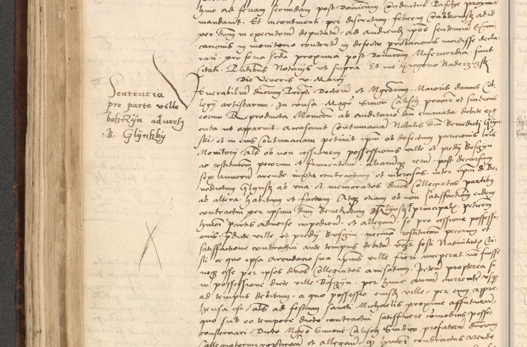 Zdjęcie nr 412 dla obiektu archiwalnego: INRI. Acta actorum, obligacionum et sentenciarum tam interlocutoriarum quam diffinitivarum coram reverendo patre ac egregio viro domino Jacobo Erciss[o]wski decretorum doctorem, canonico et officiali generali Cracoviensi ad annum Domini 1528, indicionem primam, pontificatus sanctissimi in Christo patris et domini domini Clementis divina probidendcia pape seprtimi, annum quintum, per Stanislaum de Mordi legalem consistorii notarium omine felici inchoantur